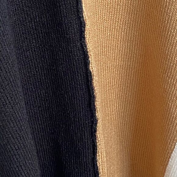 Parrish LA Colorblock Stevie Poncho Cape Wrap Sweater Camel Black Cream OS NWT - Picture 8 of 13